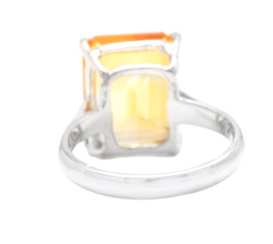 6.00 Carats Natural Citrine 14k Solid White Gold Ring