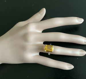 6.00 Carats Natural Citrine 14k Solid White Gold Ring