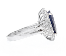 Load image into Gallery viewer, 9.20 Carats Natural Sapphire and Diamond 14k Solid White Gold Ring