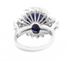 Load image into Gallery viewer, 9.20 Carats Natural Sapphire and Diamond 14k Solid White Gold Ring
