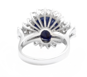 9.20 Carats Natural Sapphire and Diamond 14k Solid White Gold Ring