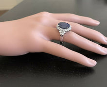 Load image into Gallery viewer, 9.20 Carats Natural Sapphire and Diamond 14k Solid White Gold Ring