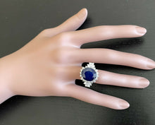 Load image into Gallery viewer, 9.20 Carats Natural Sapphire and Diamond 14k Solid White Gold Ring