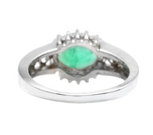 Load image into Gallery viewer, 2.00 Carat Natural Emerald &amp; Diamond 14k Solid White Gold Ring
