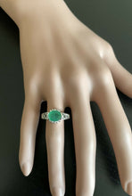 Load image into Gallery viewer, 2.00 Carat Natural Emerald &amp; Diamond 14k Solid White Gold Ring