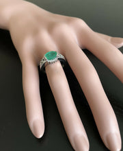 Load image into Gallery viewer, 2.00 Carat Natural Emerald &amp; Diamond 14k Solid White Gold Ring
