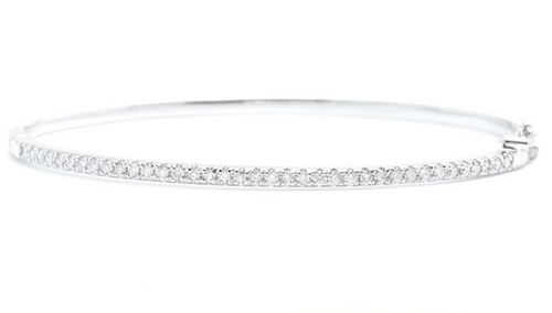 0.80 Carats Natural Diamond 14k Solid White Gold Bangle Bracelet