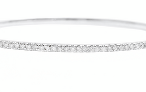 0.80 Carats Natural Diamond 14k Solid White Gold Bangle Bracelet