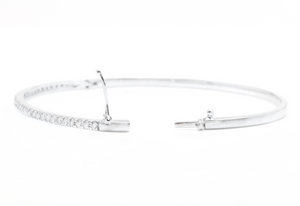 0.80 Carats Natural Diamond 14k Solid White Gold Bangle Bracelet