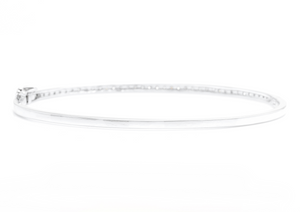 0.80 Carats Natural Diamond 14k Solid White Gold Bangle Bracelet