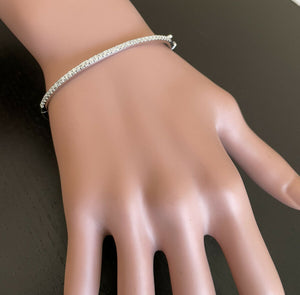0.80 Carats Natural Diamond 14k Solid White Gold Bangle Bracelet
