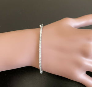 0.80 Carats Natural Diamond 14k Solid White Gold Bangle Bracelet