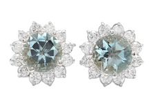 Load image into Gallery viewer, 3.50ct Natural Aquamarine and Diamond 14k Solid White Gold Earrings