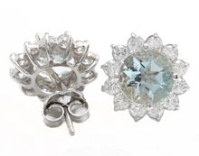 Load image into Gallery viewer, 3.50ct Natural Aquamarine and Diamond 14k Solid White Gold Earrings