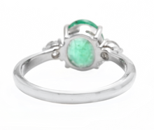 Load image into Gallery viewer, 2.06ct Natural Emerald &amp; Diamond 14k Solid White Gold Ring