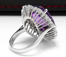 Load image into Gallery viewer, 15.30 Carats Natural Amethyst and Diamond 14K Solid White Gold Ring