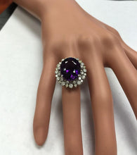 Load image into Gallery viewer, 15.30 Carats Natural Amethyst and Diamond 14K Solid White Gold Ring
