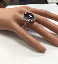 Load image into Gallery viewer, 15.30 Carats Natural Amethyst and Diamond 14K Solid White Gold Ring