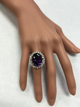 Load image into Gallery viewer, 15.30 Carats Natural Amethyst and Diamond 14K Solid White Gold Ring