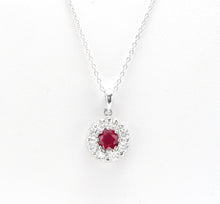Load image into Gallery viewer, 1.55ct Natural Ruby and Diamond 14k Solid White Gold Pendant Necklace