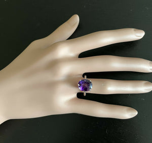 5.00 Carats Natural Amethyst 14k Solid White Gold Ring