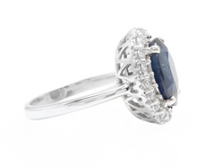 Load image into Gallery viewer, 6.40ct Natural Sapphire &amp; Diamond 14k Solid White Gold Ring