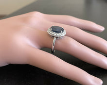 Load image into Gallery viewer, 6.40ct Natural Sapphire &amp; Diamond 14k Solid White Gold Ring