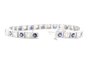 4.80 Natural Sapphire and Diamond 14k Solid White Gold Bracelet