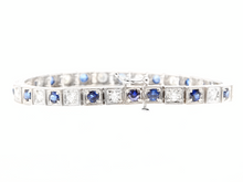 Load image into Gallery viewer, 4.80 Natural Sapphire and Diamond 14k Solid White Gold Bracelet