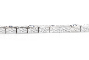 4.80 Natural Sapphire and Diamond 14k Solid White Gold Bracelet