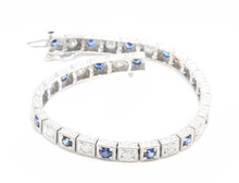 Load image into Gallery viewer, 4.80 Natural Sapphire and Diamond 14k Solid White Gold Bracelet