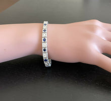 Load image into Gallery viewer, 4.80 Natural Sapphire and Diamond 14k Solid White Gold Bracelet