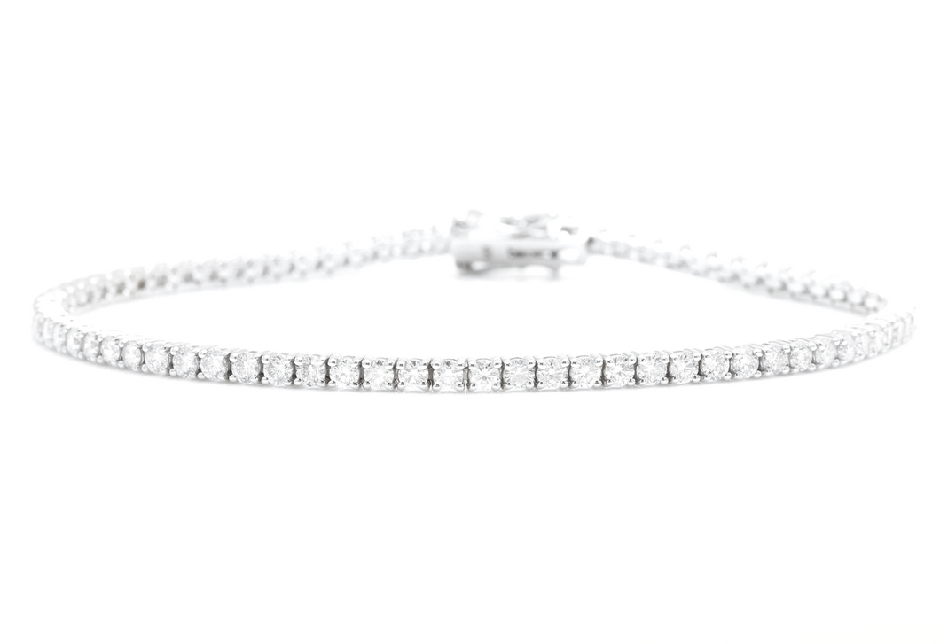 2.80 Carats Natural Diamond 14k Solid White Gold Bracelet