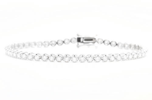 2.50 Carats Natural Diamond 14k Solid White Gold Bracelet
