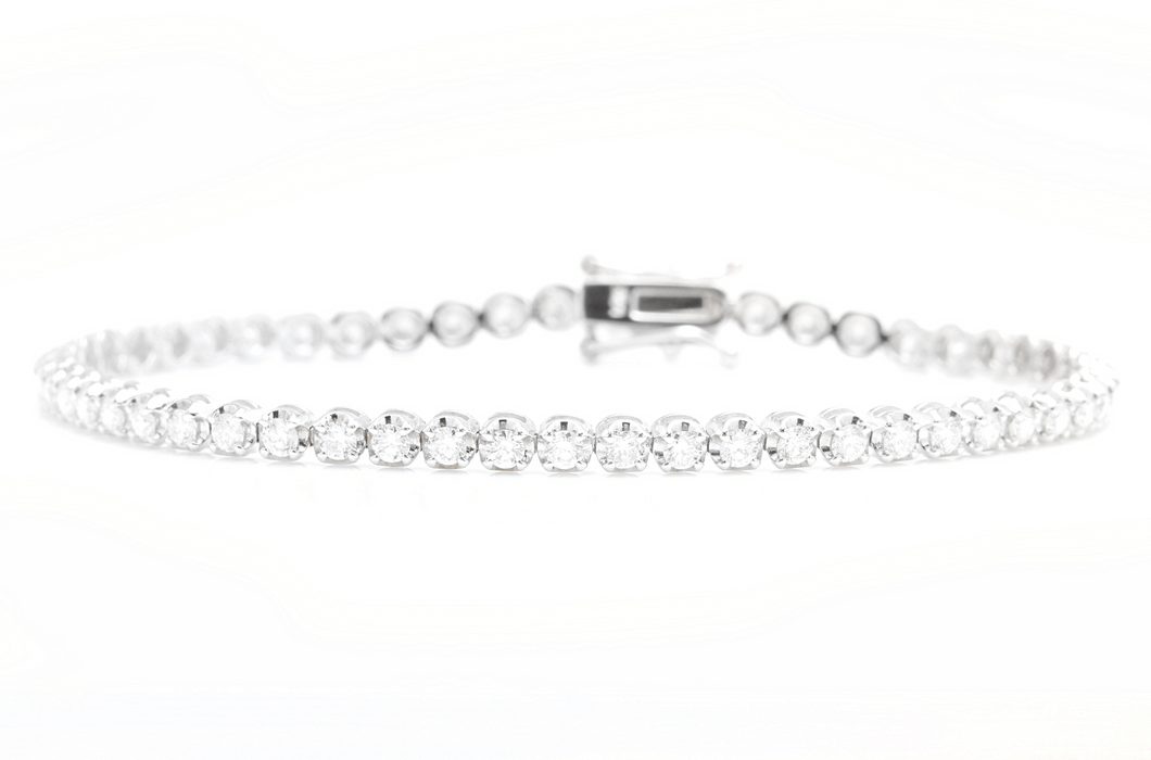 2.50 Carats Natural Diamond 14k Solid White Gold Bracelet