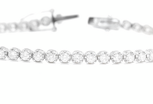 2.50 Carats Natural Diamond 14k Solid White Gold Bracelet