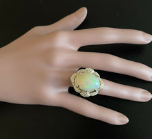 Load image into Gallery viewer, 13.70 Carats Natural Ethiopian Opal and Diamond 14K Solid Yellow Gold Ring
