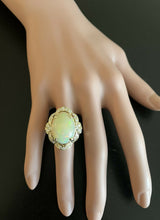 Load image into Gallery viewer, 13.70 Carats Natural Ethiopian Opal and Diamond 14K Solid Yellow Gold Ring