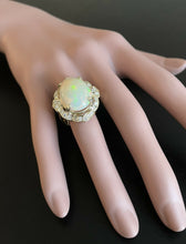 Load image into Gallery viewer, 13.70 Carats Natural Ethiopian Opal and Diamond 14K Solid Yellow Gold Ring