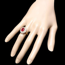 Load image into Gallery viewer, 4.40 Carats Natural Red Ruby and Diamond 14K Solid Yellow Gold Ring