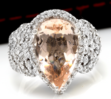 Load image into Gallery viewer, 8.50 Carats Natural Morganite and Diamond 14K Solid White Gold Ring
