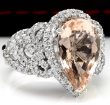 Load image into Gallery viewer, 8.50 Carats Natural Morganite and Diamond 14K Solid White Gold Ring