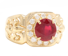 Load image into Gallery viewer, 4.60 Carats Natural Diamond &amp; Ruby 14K Solid Yellow Gold Men&#39;s Ring