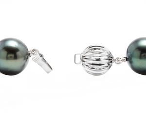 12-14.80mm Tahitian Pearl Necklace 14k Solid White Gold Clasp