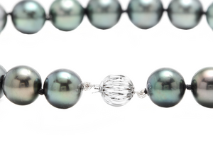 12-14.80mm Tahitian Pearl Necklace 14k Solid White Gold Clasp