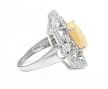 Load image into Gallery viewer, 4.20ct Natural Australian Opal and Diamond 14k Solid White Gold Ring