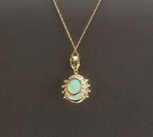 Load image into Gallery viewer, 6.70Ct Natural Ethiopian Opal and Diamond 14K Solid Yellow Gold Necklace