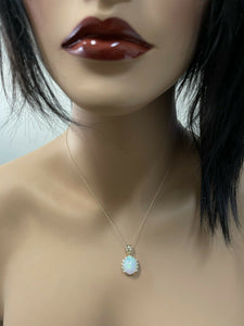 6.70Ct Natural Ethiopian Opal and Diamond 14K Solid Yellow Gold Necklace
