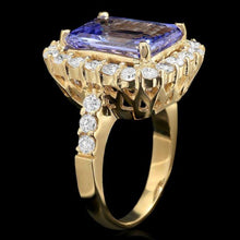 Load image into Gallery viewer, 9.20 Carats Natural Tanzanite and Diamond 14K Solid Yellow Gold Ring