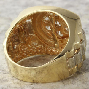 1.25 Carats Natural Diamond 14K Solid Yellow Gold Men's Ring